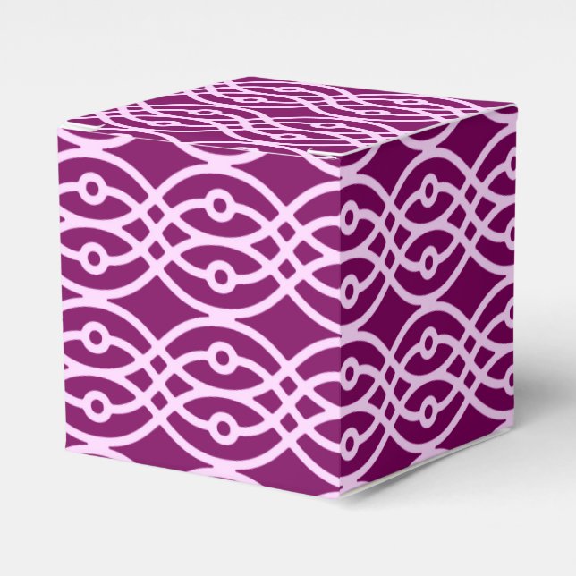 Kimono print, plum and pink favour box (Front Side)