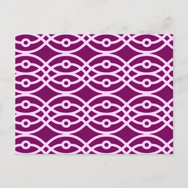 Kimono print, plum and pink postcard (Front)