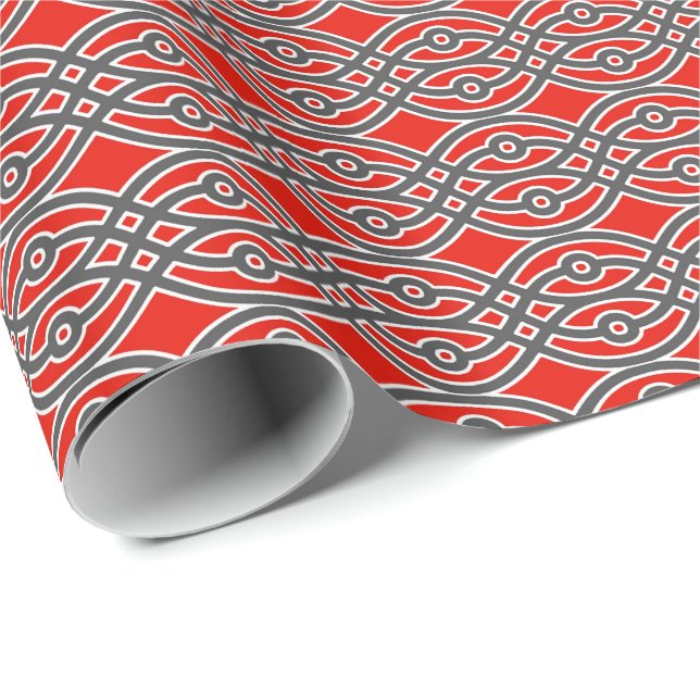 Kimono print, red, grey and white wrapping paper (Roll Corner)