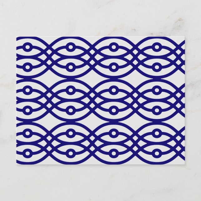 Kimono print, silver grey and navy blue postcard (Front)