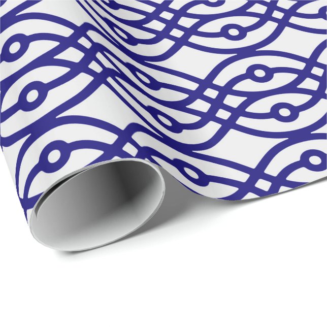 Kimono print, silver grey and navy blue wrapping paper (Roll Corner)