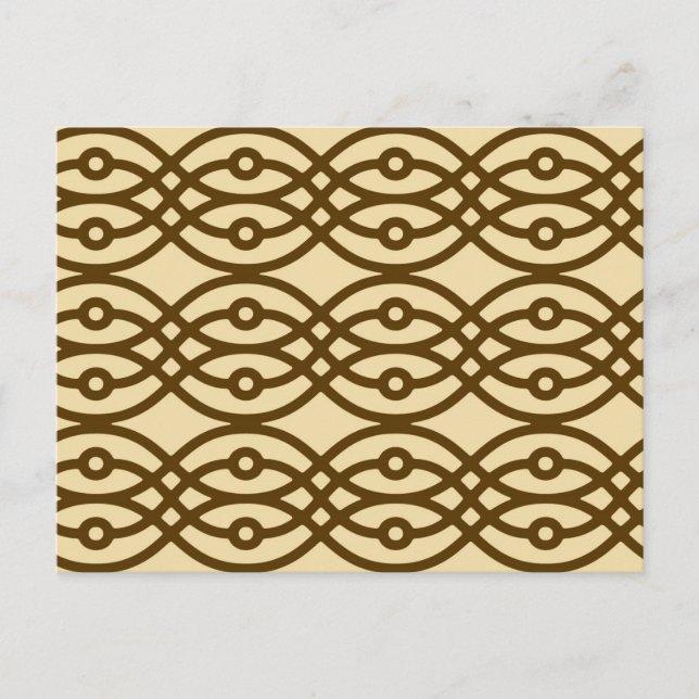 Kimono print, tan and chocolate brown postcard (Front)