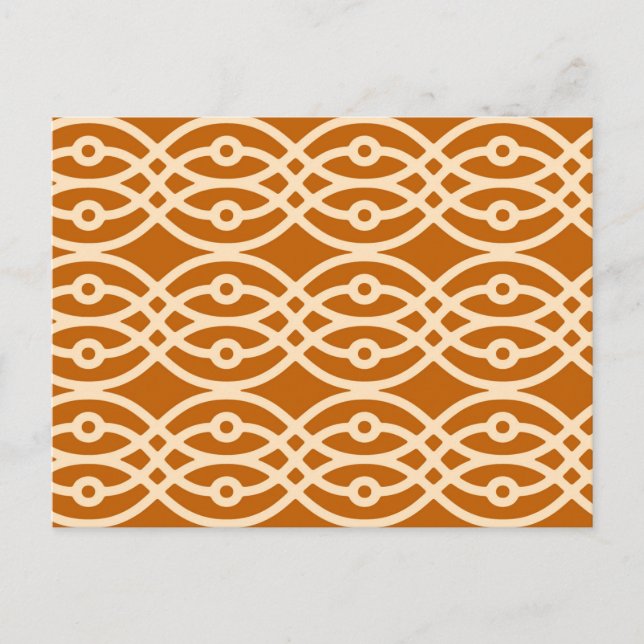 Kimono print, terracotta and peach postcard (Front)