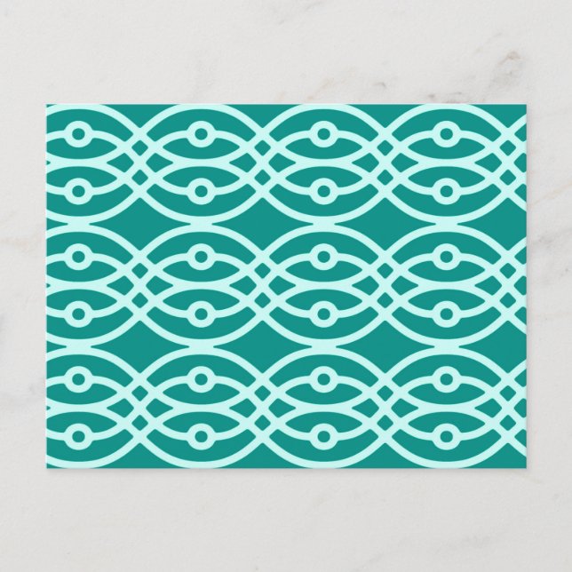 Kimono print, turquoise and aqua postcard (Front)