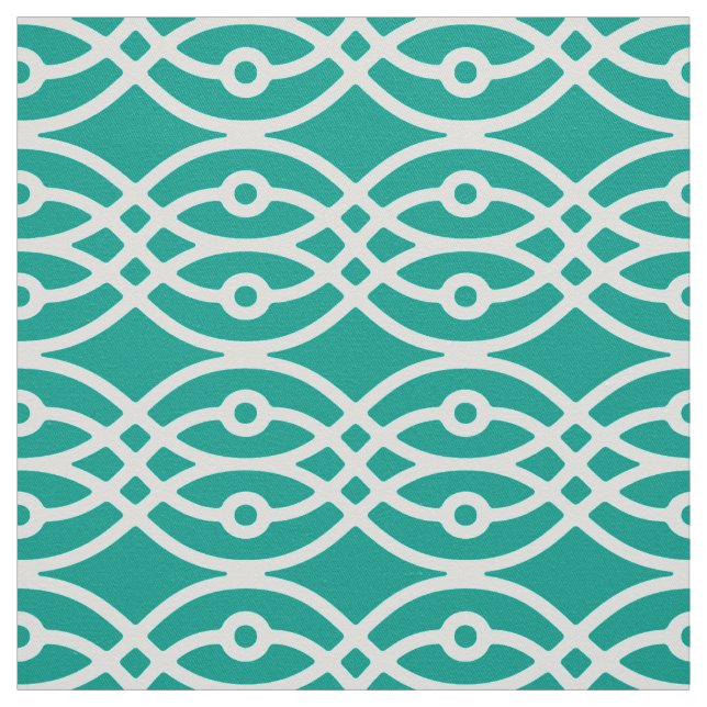 Kimono print, turquoise and white fabric (Swatch)