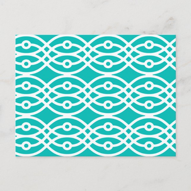 Kimono print, turquoise and white postcard (Front)