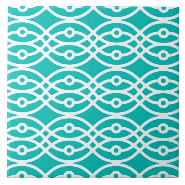 Kimono print, turquoise and white tile (Front)