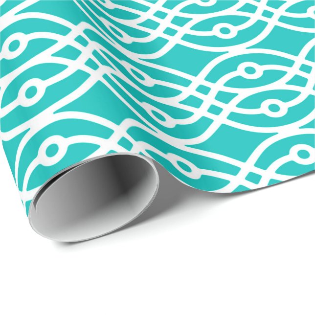 Kimono print, turquoise and white wrapping paper (Roll Corner)