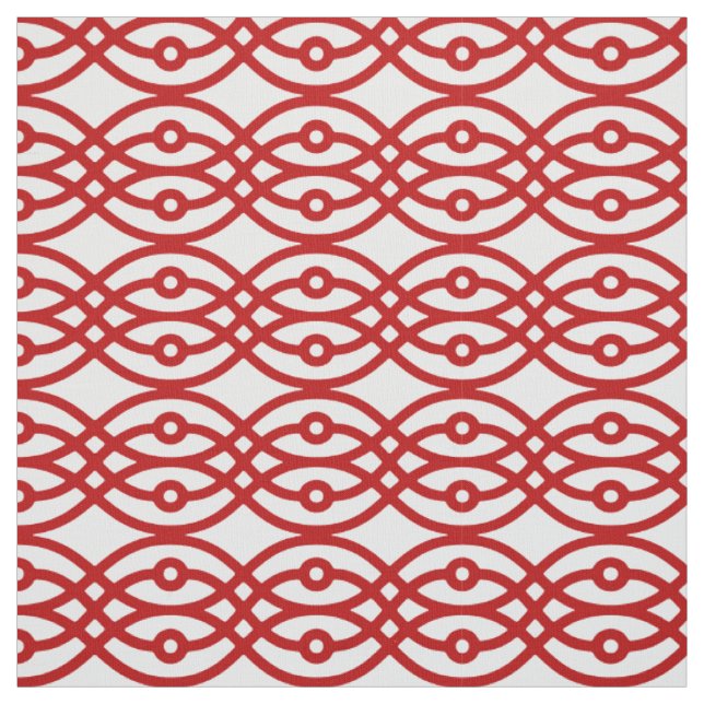 Kimono print, white and dark red fabric (Swatch)