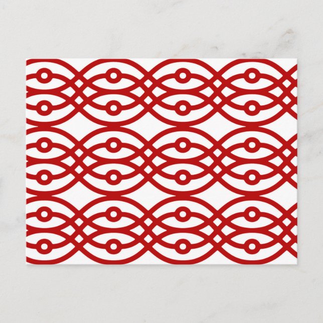 Kimono print, white and dark red postcard (Front)