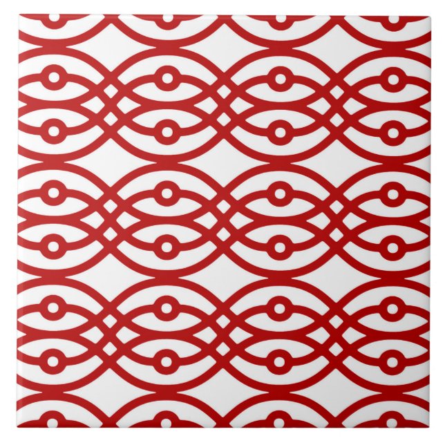 Kimono print, white and dark red tile (Front)