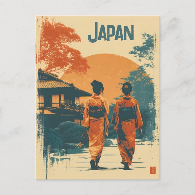 Kimono women vintage postcard (Front)