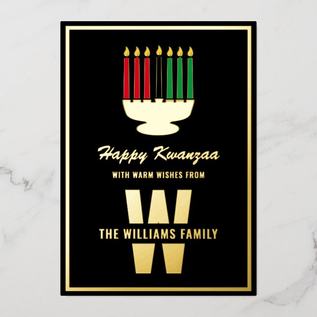 Kinara Candles Monogram Family Name Happy Kwanzaa (Front)