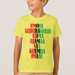 Kinara Colours Text Seven Principles of Kwanzaa T-Shirt