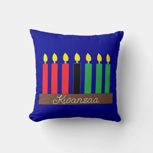 Kinara for Kwanzaa:  Dark Blue Cushion (Front)