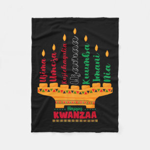 Kinara Seven Candles Principles Of Kwanzaa Happy K Fleece Blanket