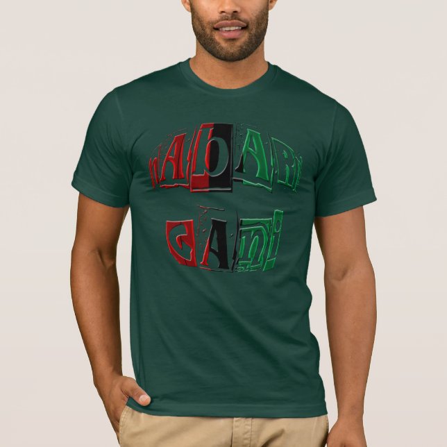 Kinara Striped Colours Text Habari Gani Kwanzaa T-Shirt (Front)