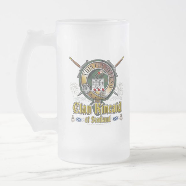 Kincaid Clan Badge Frosted Glass Beer Mug (Left)