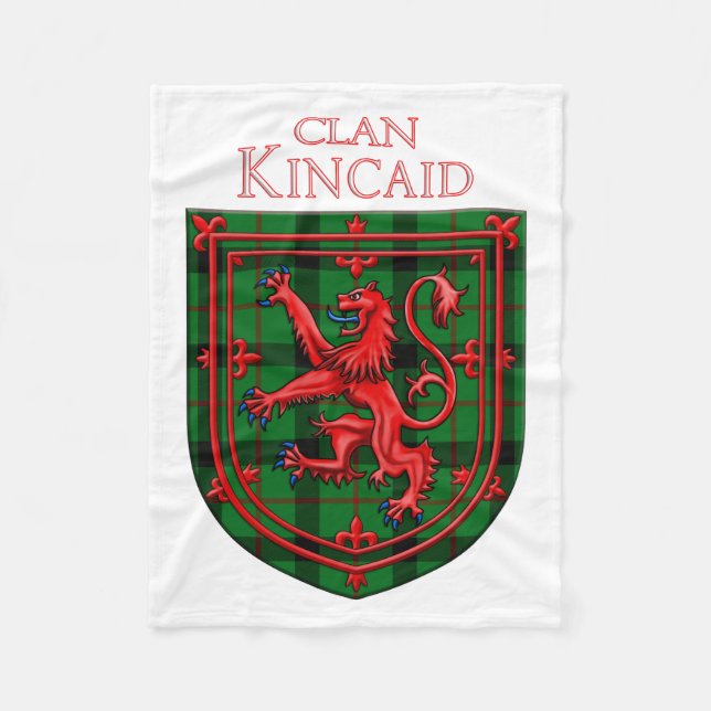 Kincaid Tartan Scottish Plaid Lion Rampant Fleece Blanket (Front)