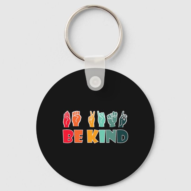 Kind American Sign Language Asl Disability Awarene Key Ring (Front)
