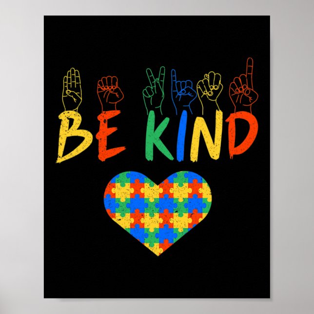 Kind Asl American Sign Language Autism Awareness  (Front)