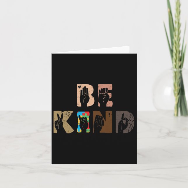 Kind Asl Hand Sign Interpreter Sign Language Autis Card (Front)