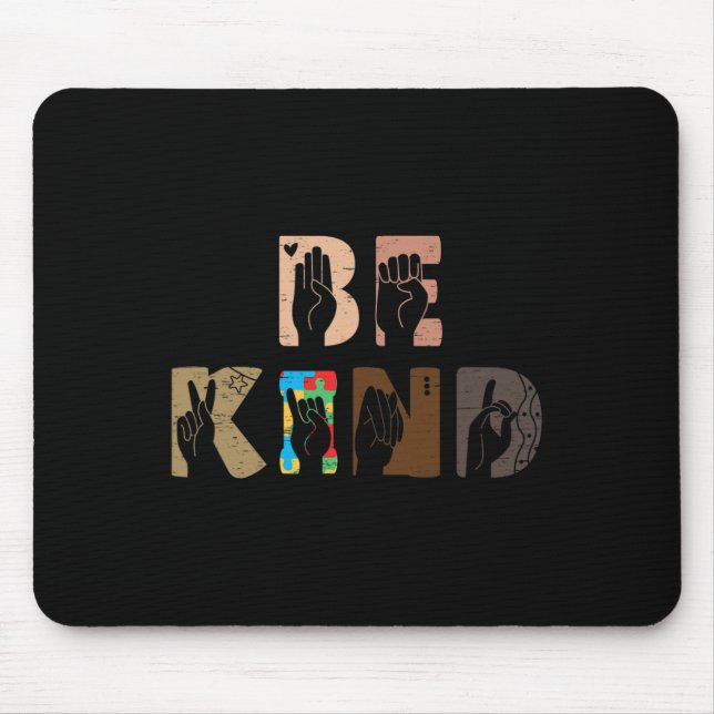 Kind Asl Hand Sign Interpreter Sign Language Autis Mouse Pad (Front)