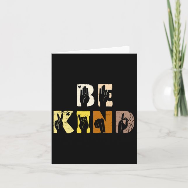 Kind Asl Hand Sign Interpreter Sign Language  Card (Front)