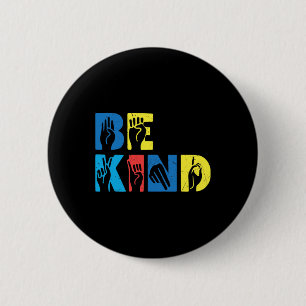 Kind Asl Love Sign Language Hand Autism Awareness 6 Cm Round Badge