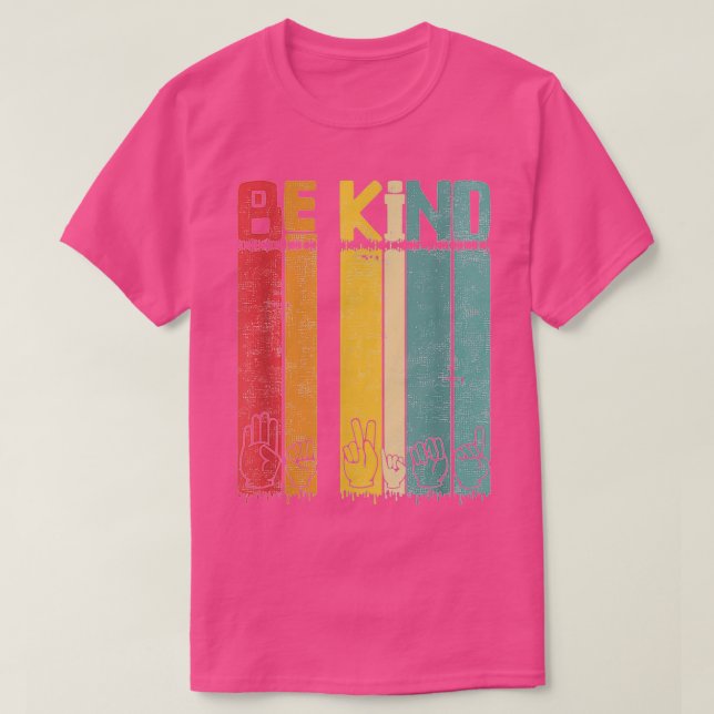 Kind Asl Retro Sign Language Teacher Interpreter B T-Shirt (Design Front)