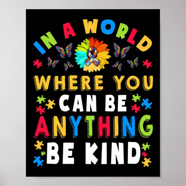 Kind Autism Awareness Asl Mum Teacher Kindness 18  Poster (Front)