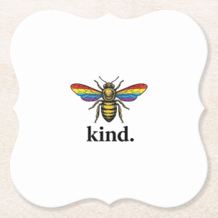 Kind Bee Vintage Rainbow Wing Shirt Design (2)_1 Paper Coaster