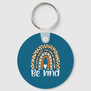 Kind Boho Leopard Rainbow Kindness Design Key Ring