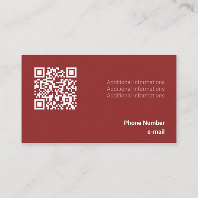 Kind Bordeaux Tone Flat Shapes Qr Code Business Card (Back)