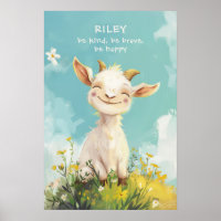 Kind Brave Happy Goat Personalised Nursery Kids