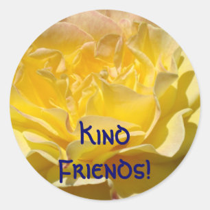 Kind Friends! postage stamps Yellow Rose Customise Classic Round Sticker