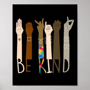Kind Hand Sign Language Asl Puzzle Autism Awarenes