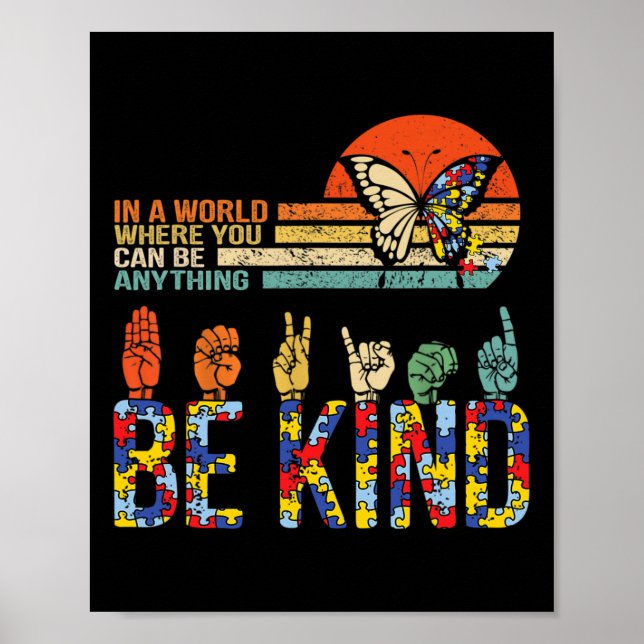 Kind Hand Sign Language Asl Puzzle Autism Awarenes (Front)