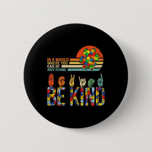Kind Hand Sign Language Asl Puzzle Autism Awarenes 6 Cm Round Badge