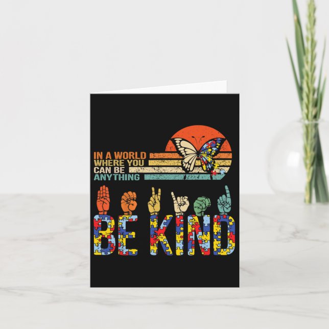 Kind Hand Sign Language Asl Puzzle Autism Awarenes Card (Front)