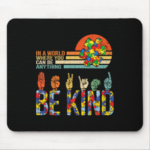 Kind Hand Sign Language Asl Puzzle Autism Awarenes Mouse Pad
