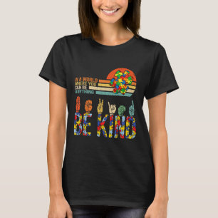 Kind Hand Sign Language Asl Puzzle Autism Awarenes T-Shirt