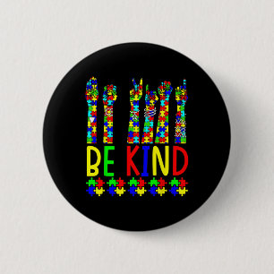 Kind Hand Sign Language Puzzle Autism Awareness As 6 Cm Round Badge