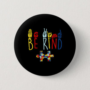 Kind Hand Sign Language Puzzle Autism Awareness As 6 Cm Round Badge