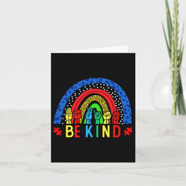 Kind Hand Sign Language Puzzle Autism Awareness As Card (Front)