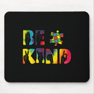 Kind Hand Sign Language Puzzle Autism Awareness As Mouse Pad