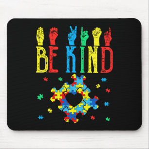 Kind Hand Sign Language Puzzle Autism Awareness As Mouse Pad