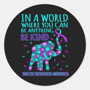 Kind Happy Suicide Prevention Awareness Support Gr Classic Round Sticker
