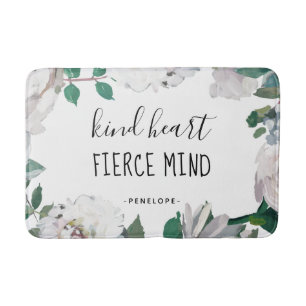 Kind Heart Fierce Mind Watercolor Bath Mat