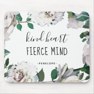 Kind Heart Fierce Mind Watercolor Floral Mousepad